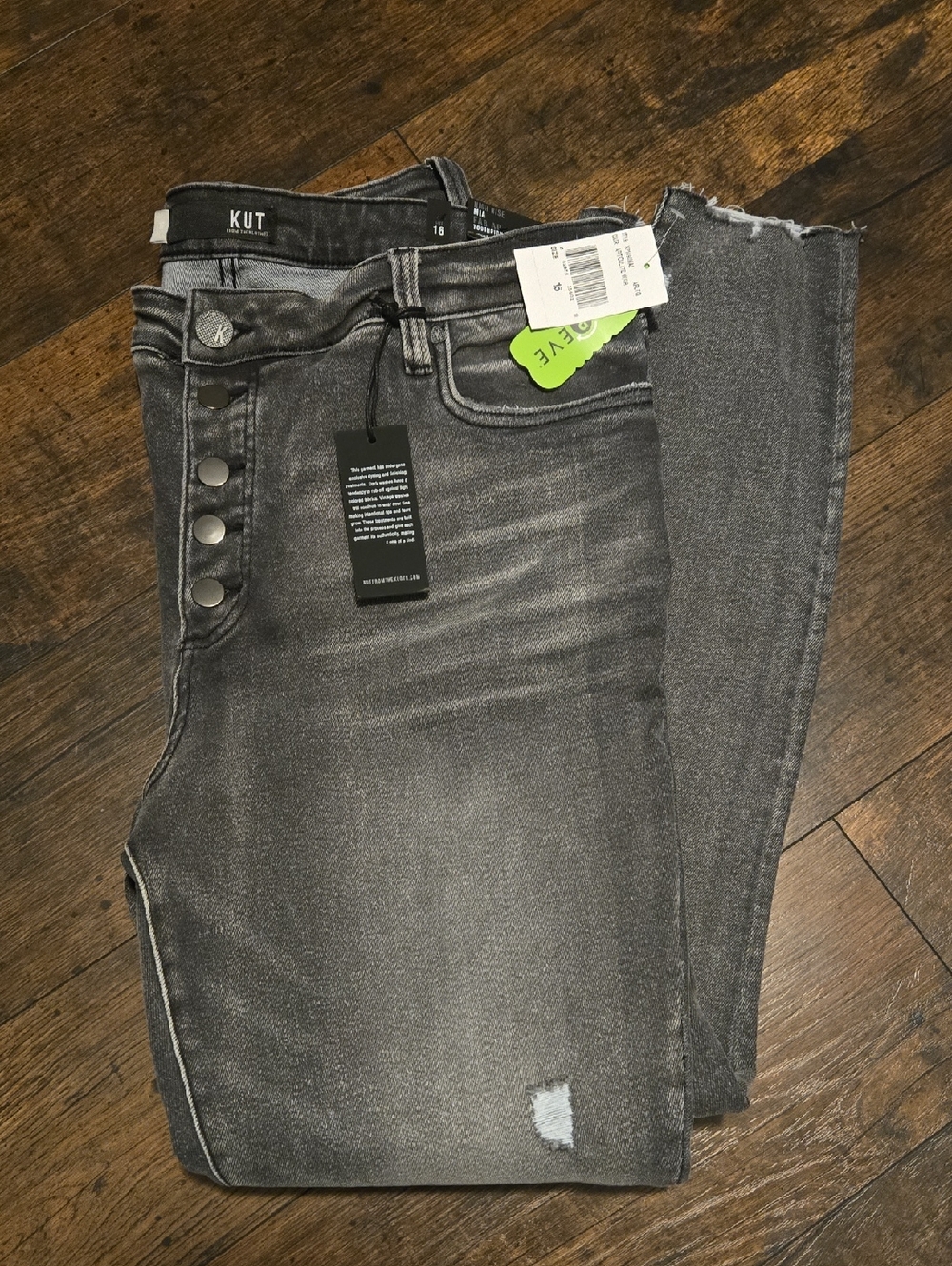 Kut from the Kloth Dark Gray High-Rise Skinny Jeans with Button-Fly